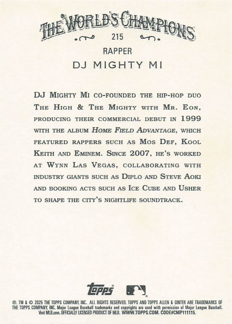 2025 Topps Allen & Ginter Baseball DJ Mighty Mi #215