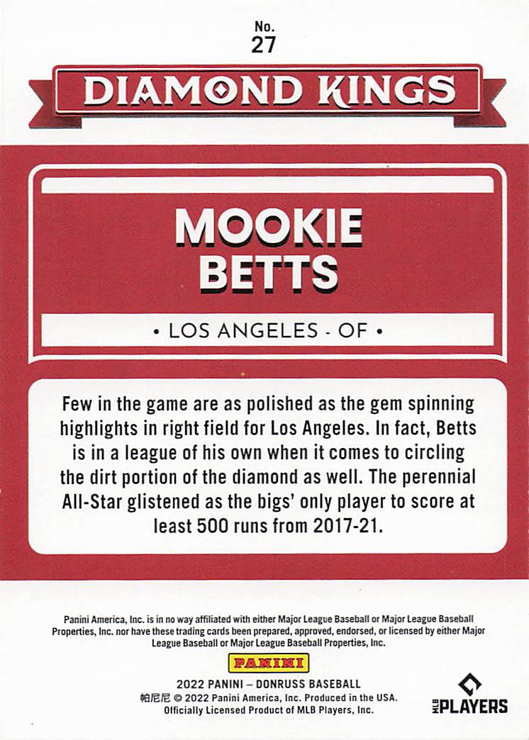 2022 Donruss Baseball Mookie Betts #27