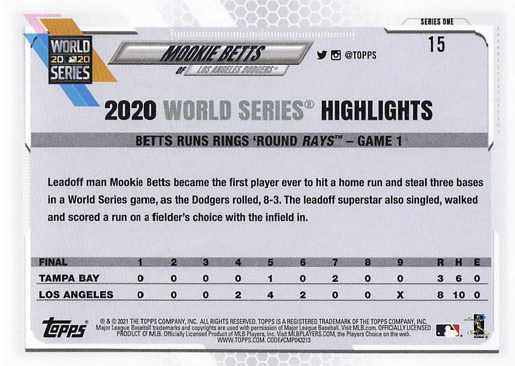 2021 Topps Baseball Mookie Betts #15