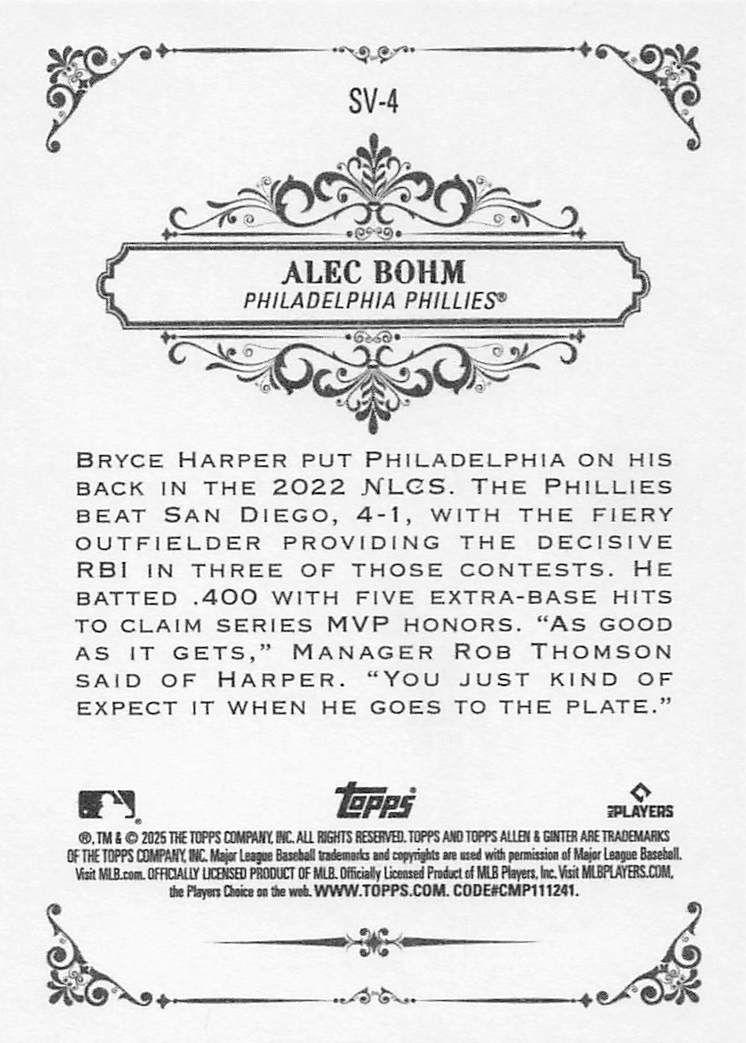 2025 Topps Allen & Ginter Baseball Sweet Victory Alec Bohm #SV-4