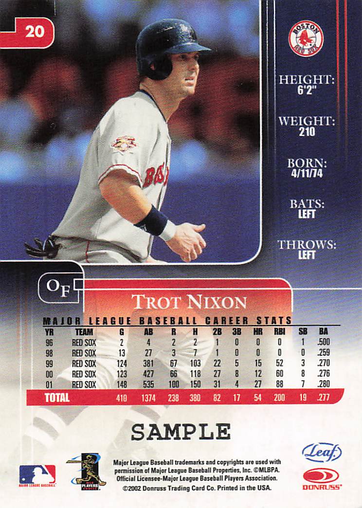 2002 Leaf Rookies & Stars Baseball Trot Nixon #20