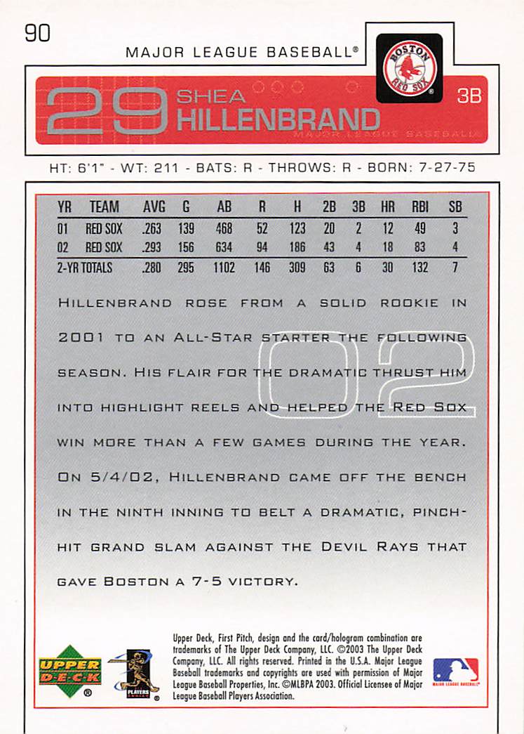 2003 Upper Deck First Pitch Baseball Shea Hillenbrand #90