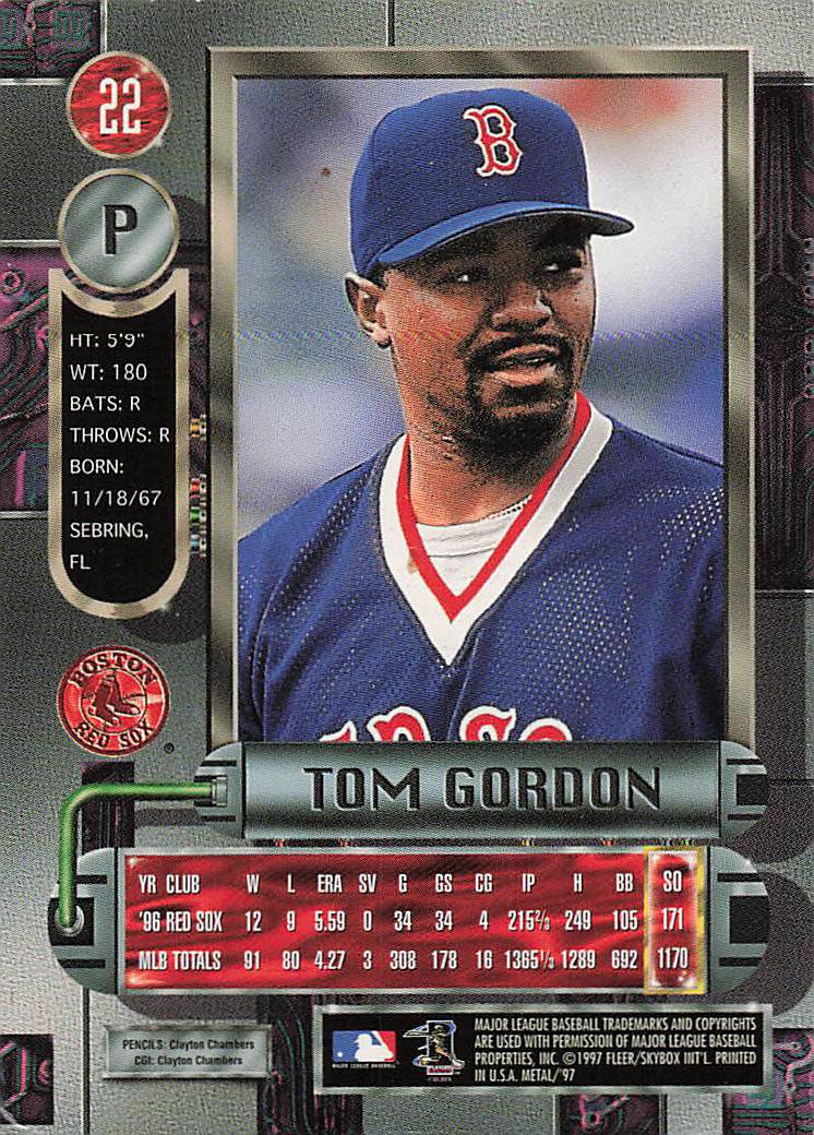 1997 Metal Universe Baseball Tom Gordon #22
