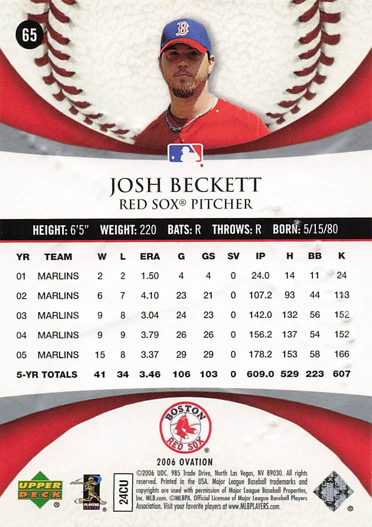 2006 Upper Deck Ovation Baseball Josh Beckett #65