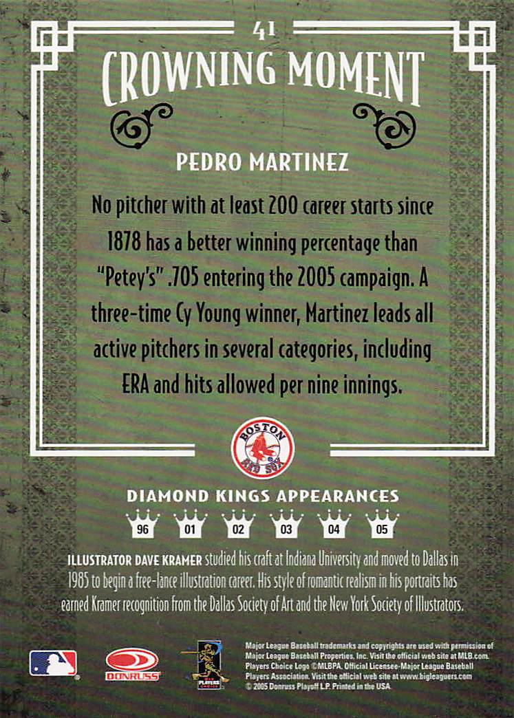 2005 Donruss Diamond Kings Baseball Pedro Martinez #41