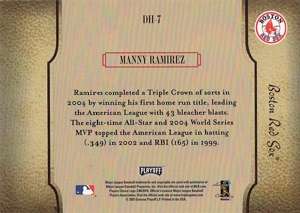 2005 Playoff Prestige Baseball Diamond Heritage Manny Ramirez #DH-7