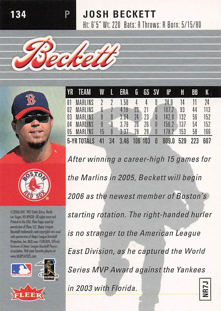 2006 Ultra Baseball Josh Beckett #134