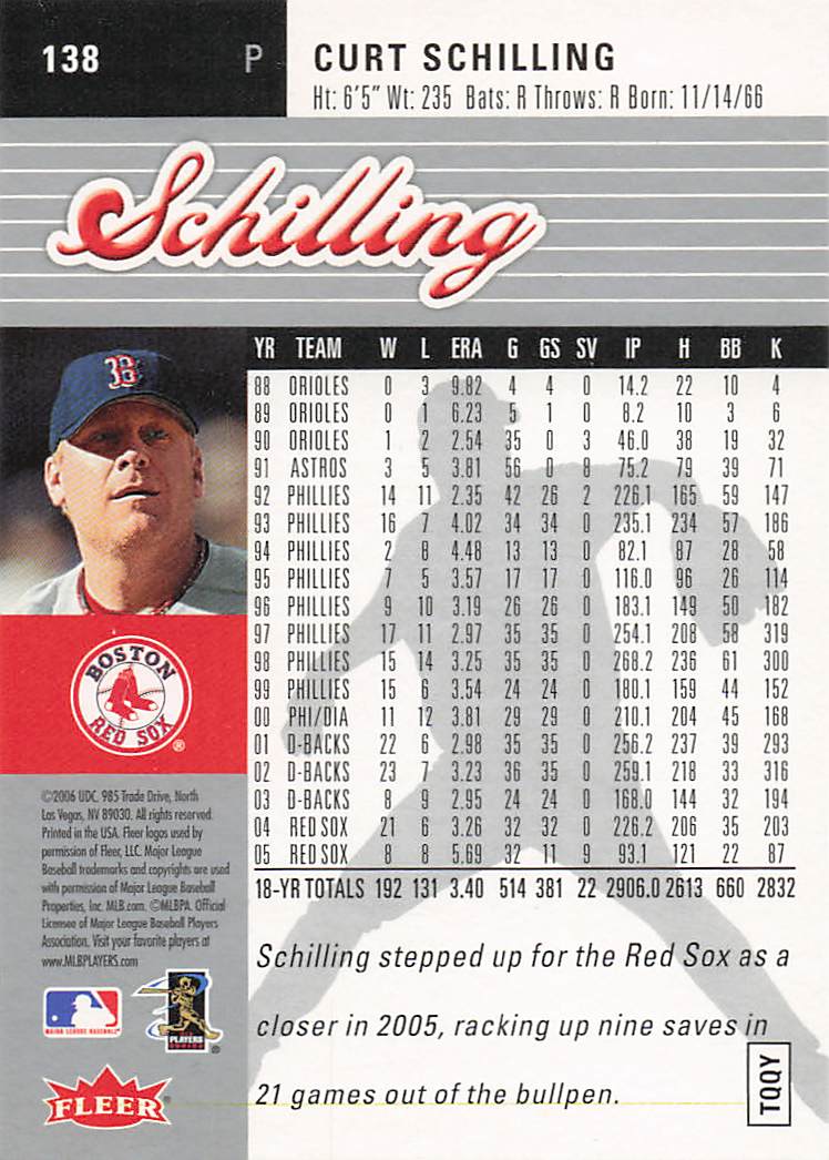 2006 Ultra Baseball Curt Schilling #138