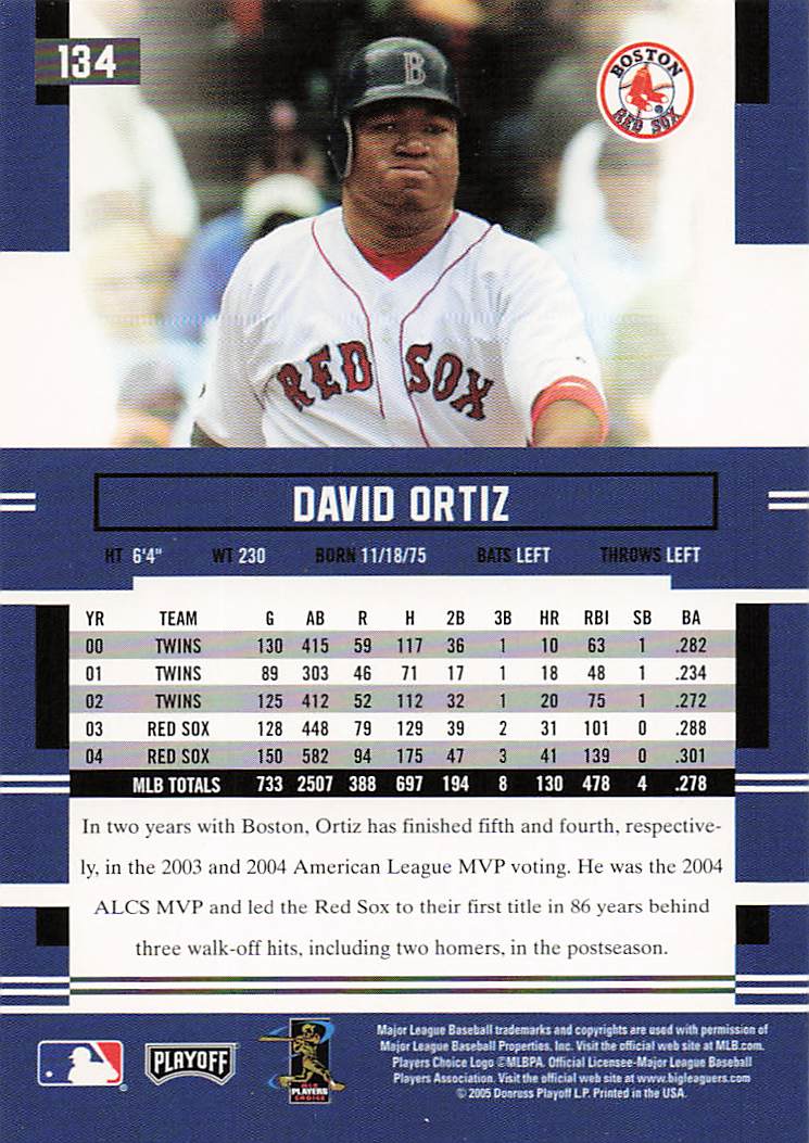 2005 Playoff Prestige Baseball David Ortiz #134