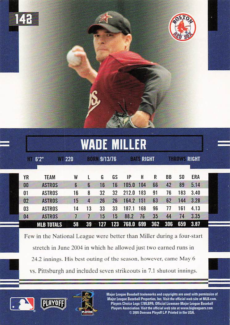 2005 Playoff Prestige Baseball Wade Miller #142