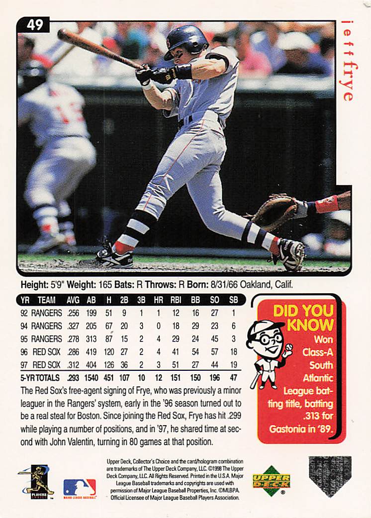 1998 Collector's Choice Baseball Jeff Frye #49b