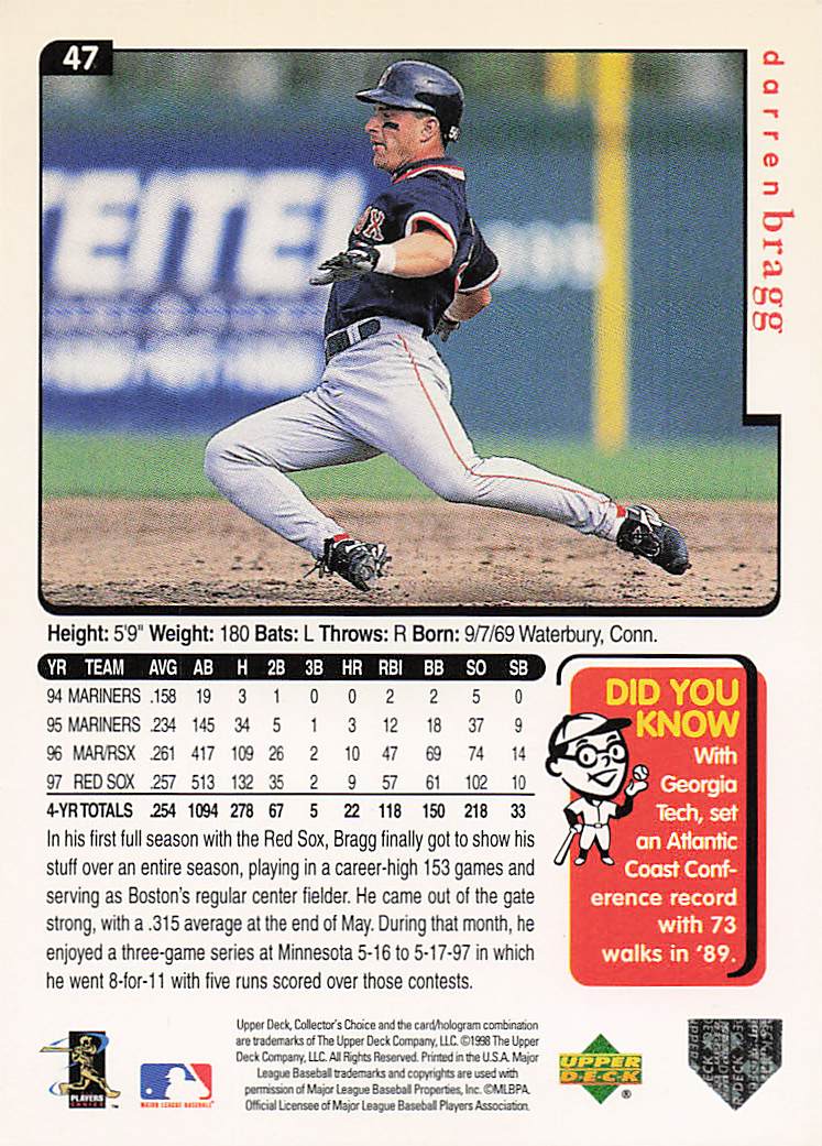 1998 Collector's Choice Baseball Darren Bragg #47b