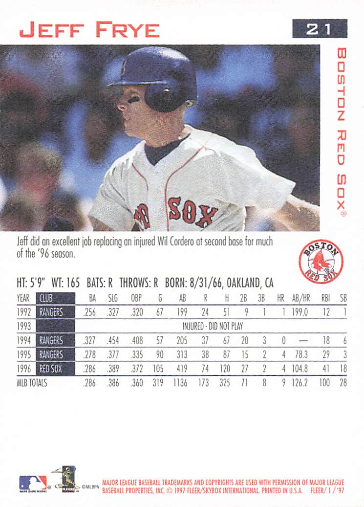1997 Fleer Baseball Jeff Frye #21