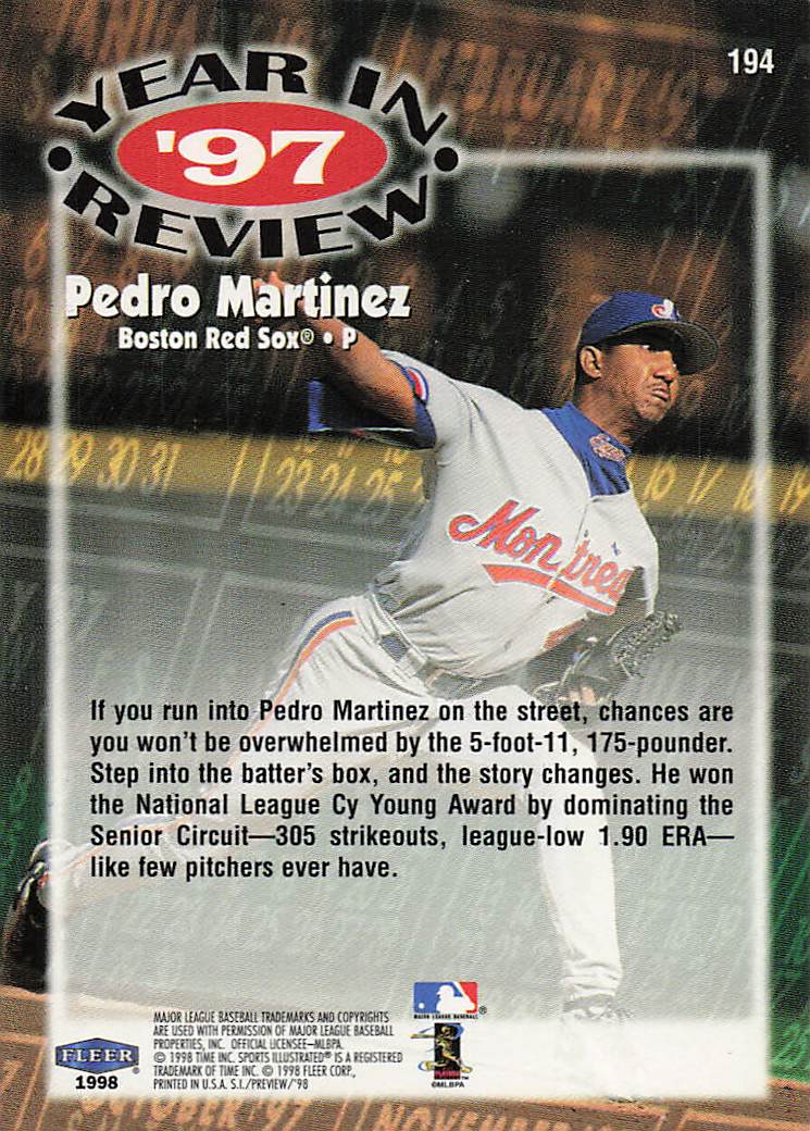 1998 Sports Illustrated Baseball Pedro Martinez #194