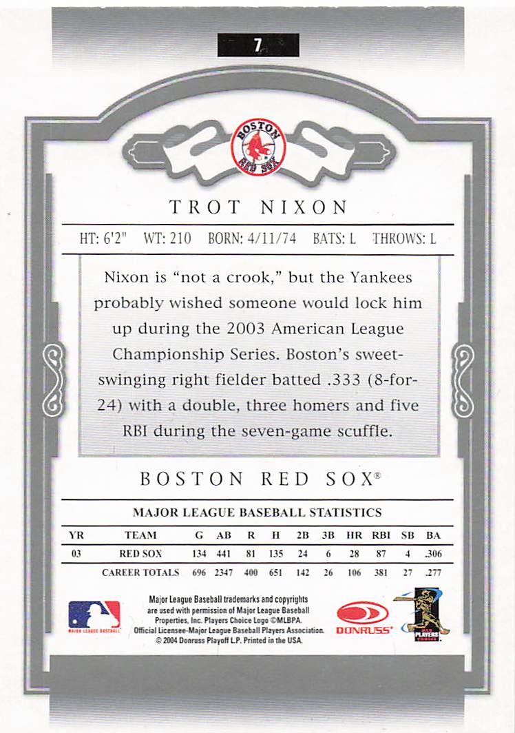 2004 Donruss Classics Baseball Trot Nixon #7