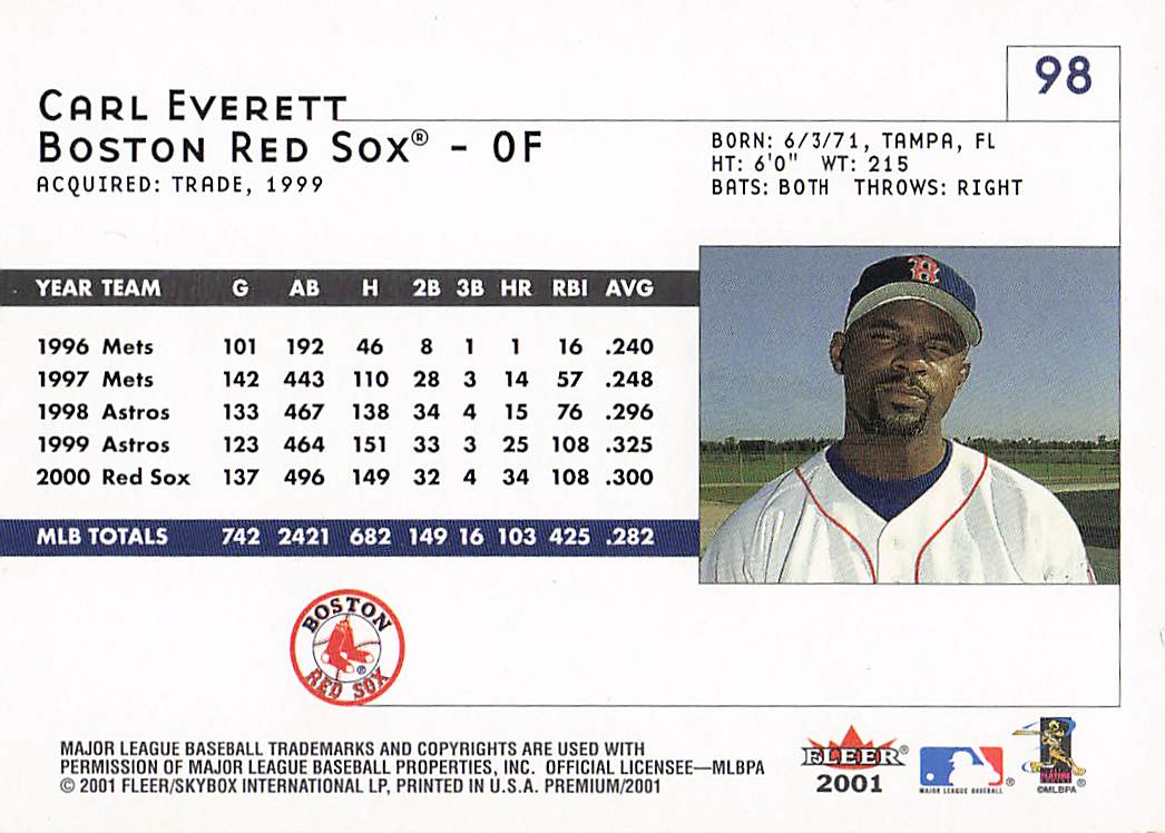 2001 Fleer Premium Baseball Carl Everett #98