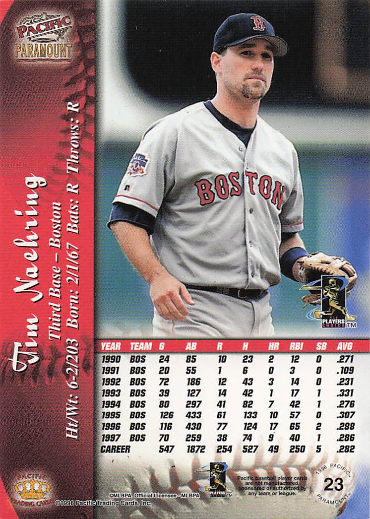 1998 Pacific Paramount Baseball Copper Tim Naehring #23