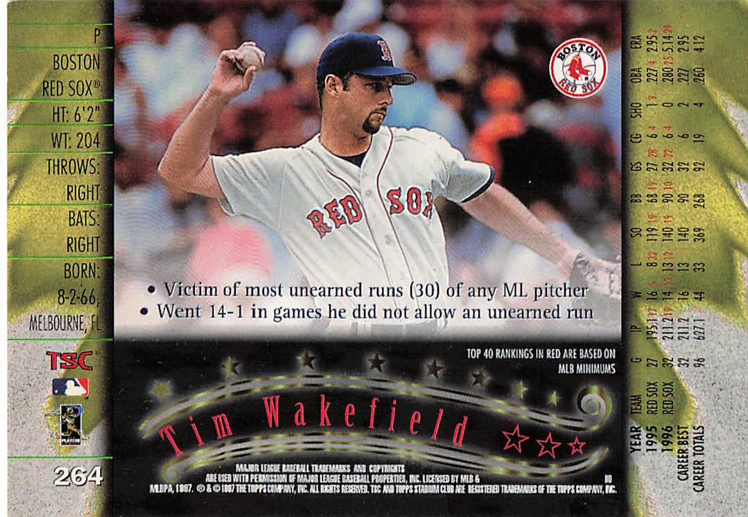 1997 Stadium Club Baseball Tim Wakefield #264