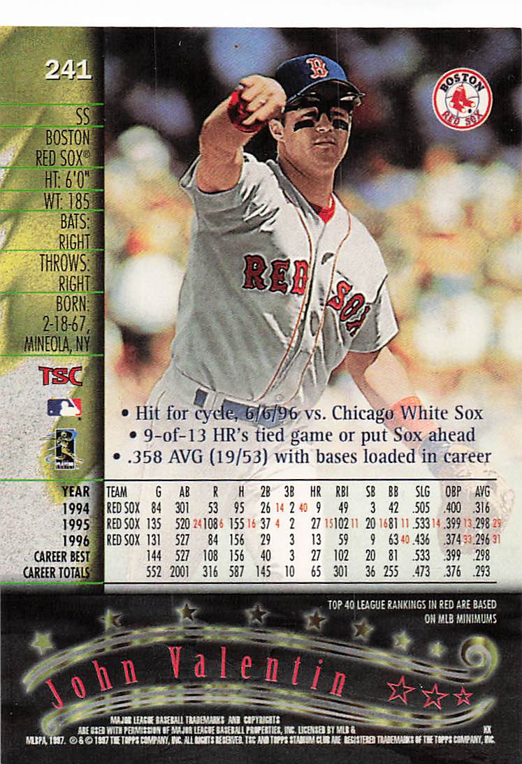 1997 Stadium Club Baseball John Valentin #241