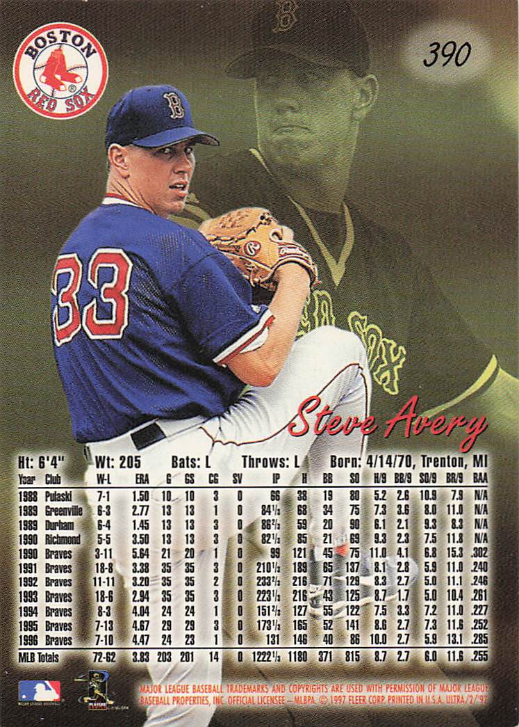 1997 Ultra Baseball Steve Avery #390