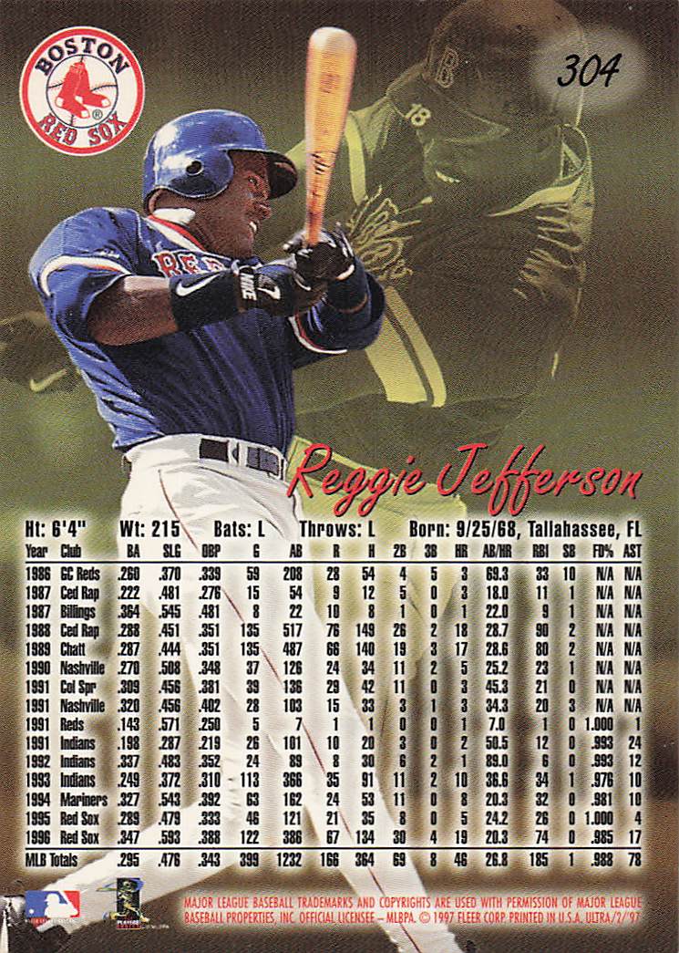 1997 Ultra Baseball Reggie Jefferson #304