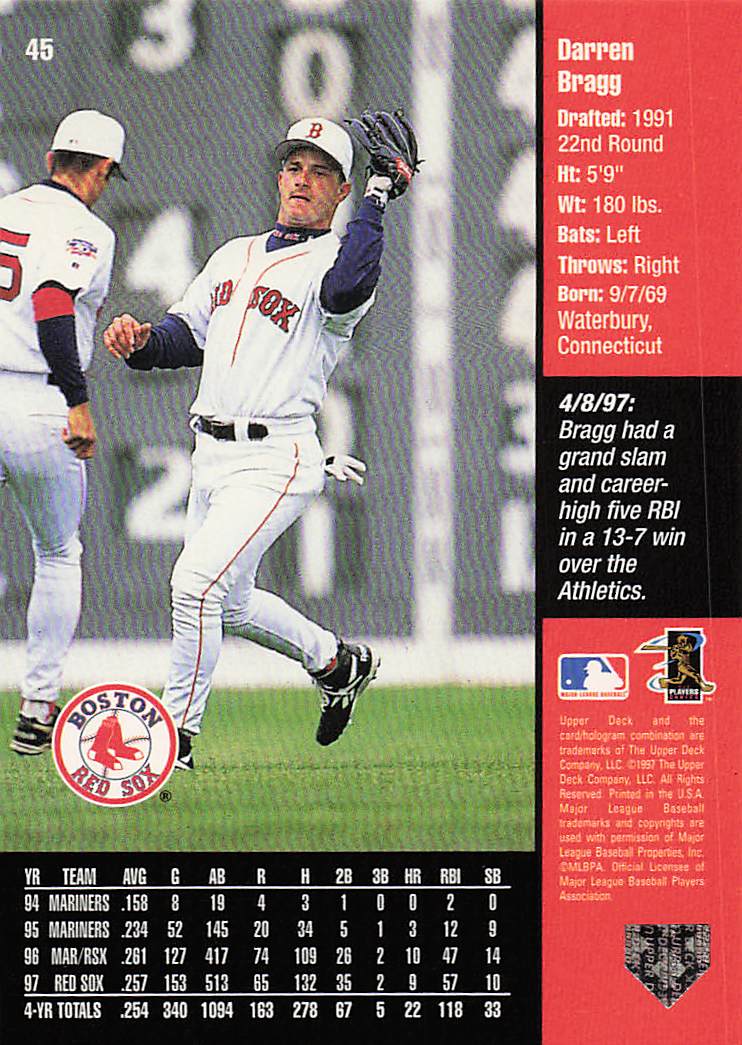 1998 Upper Deck Baseball Darren Bragg #45