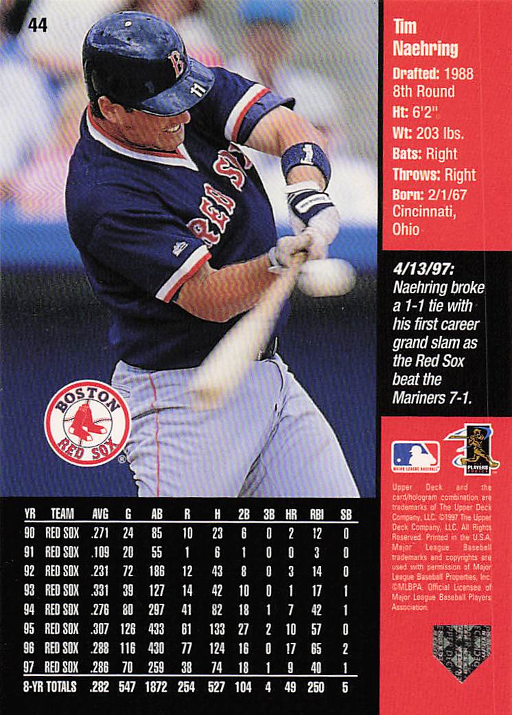 1998 Upper Deck Baseball Tim Naehring #44