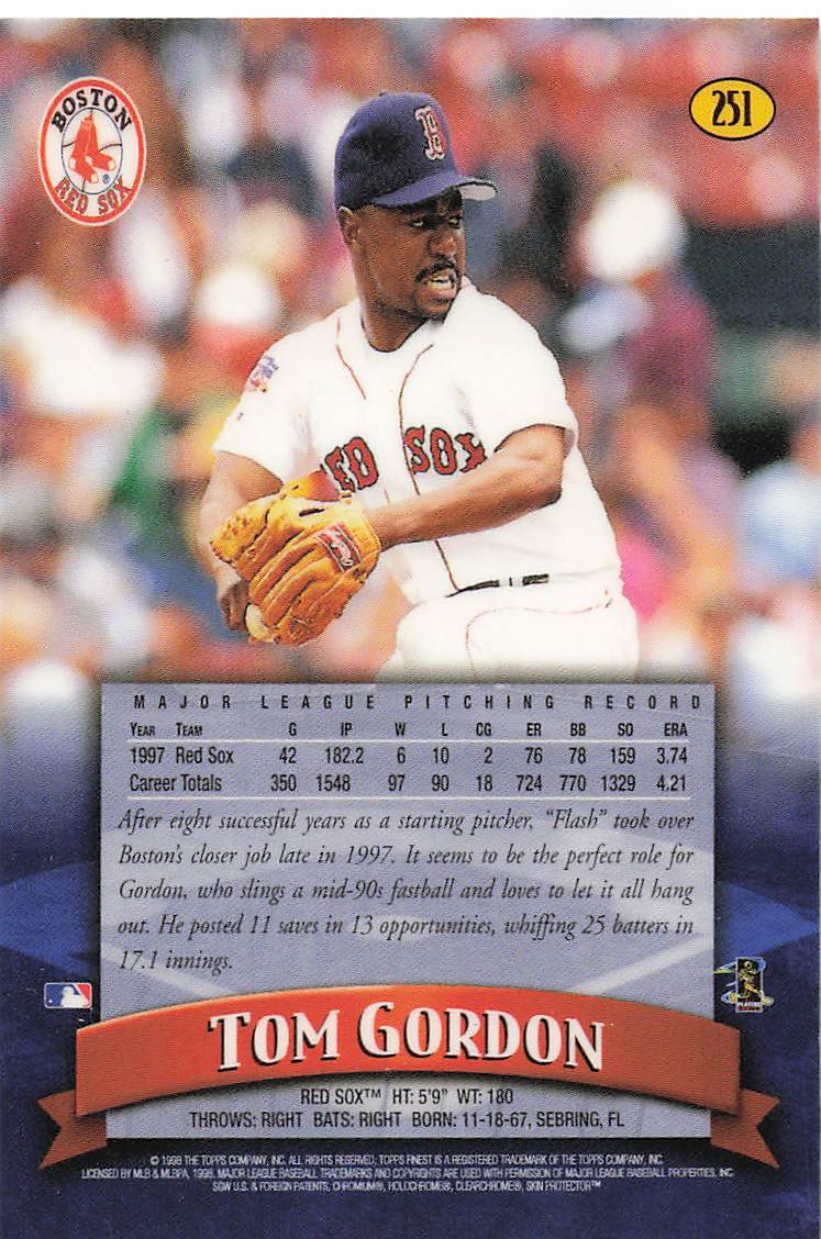 1998 Finest Baseball Tom Gordon #251