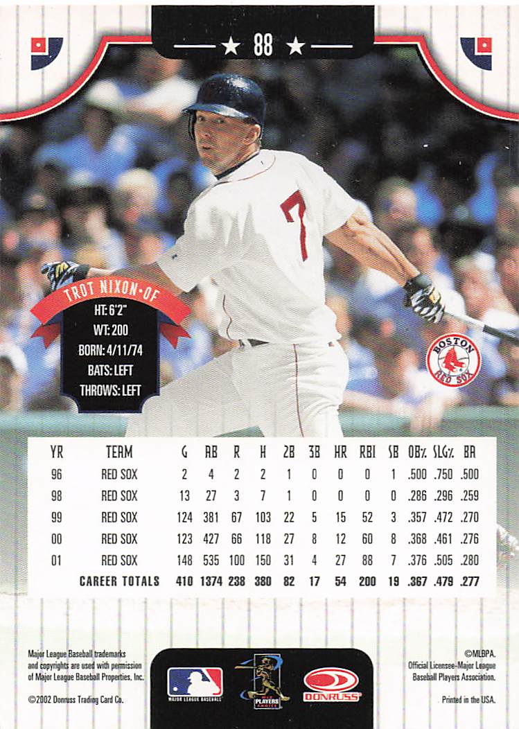 2002 Donruss Baseball Trot Nixon #88