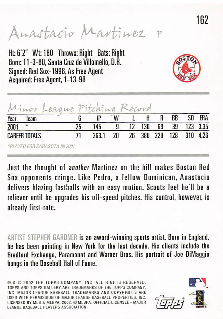 2002 Topps Gallery Baseball Anastacio Martinez #162 Rookie