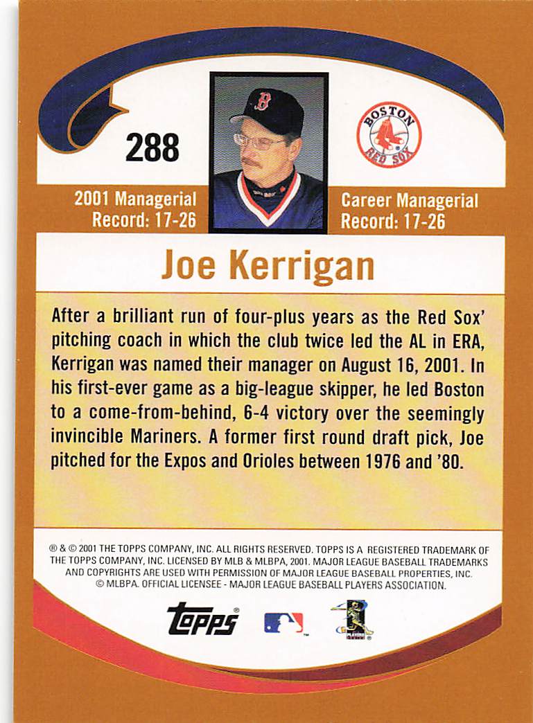 2002 Topps Baseball Joe Kerrigan #288