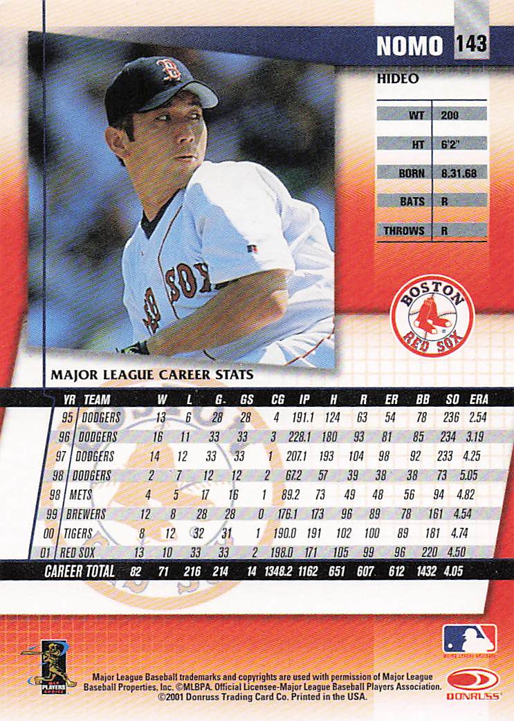 2002 Donruss Fan Club Baseball Hideo Nomo #143