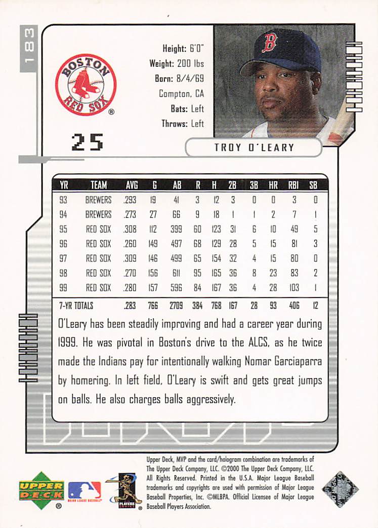 2000 Upper Deck MVP Baseball Silver Script Troy O'Leary #183