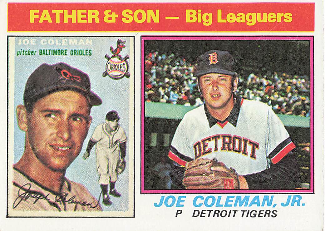 1976 Topps Baseball Father & Son Joe Coleman / Joe Coleman, Jr. #68