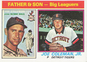1976 Topps Baseball Father & Son Joe Coleman / Joe Coleman, Jr. #68
