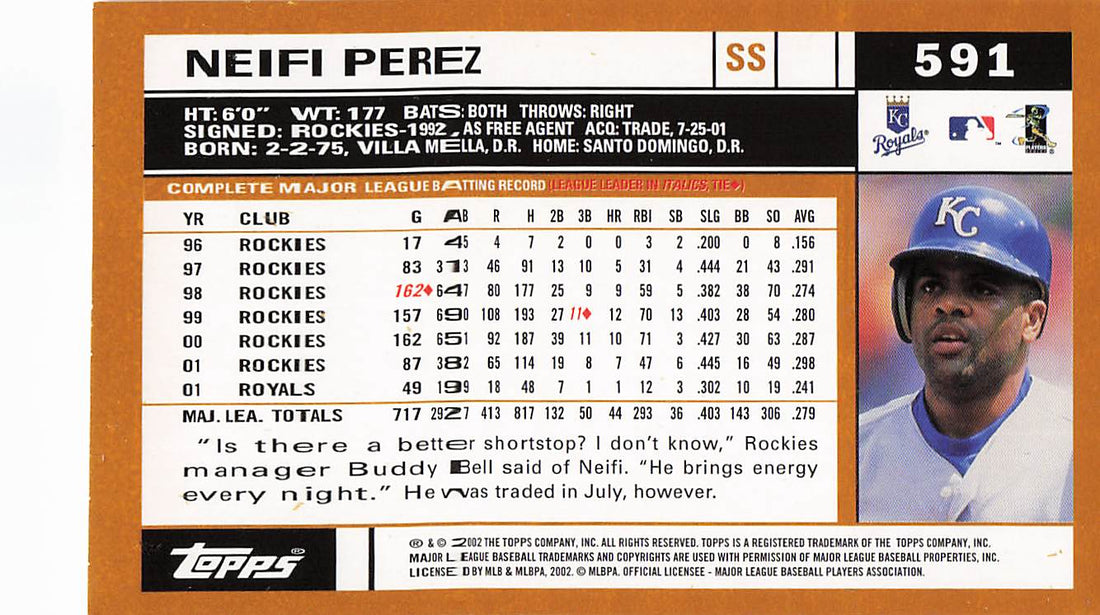 2002 Topps Baseball Neifi Perez #591