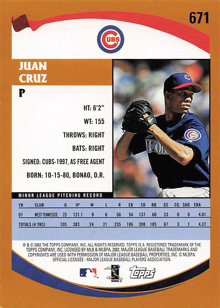 2002 Topps Baseball Juan Cruz #671