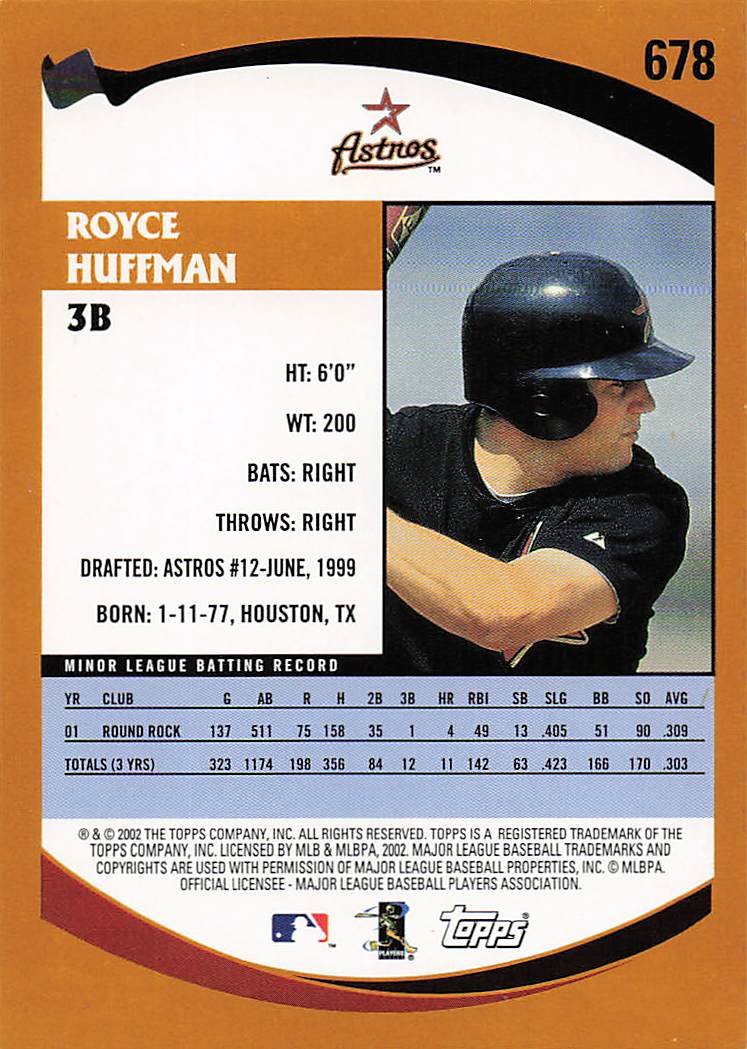 2002 Topps Baseball Royce Huffman #678 Rookie