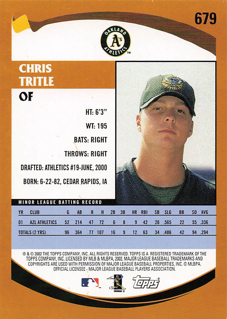 2002 Topps Baseball Chris Tritle #679 Rookie