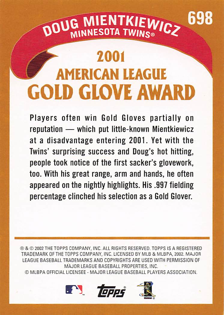 2002 Topps Baseball Doug Mientkiewicz #698