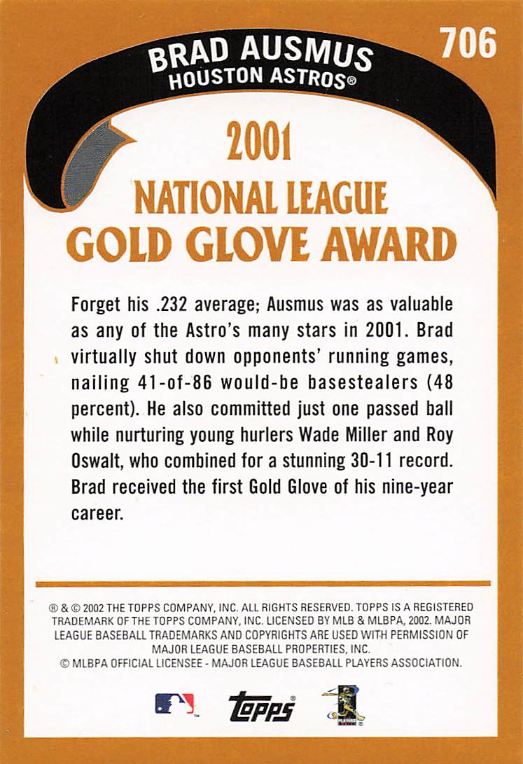 2002 Topps Baseball Brad Ausmus #706