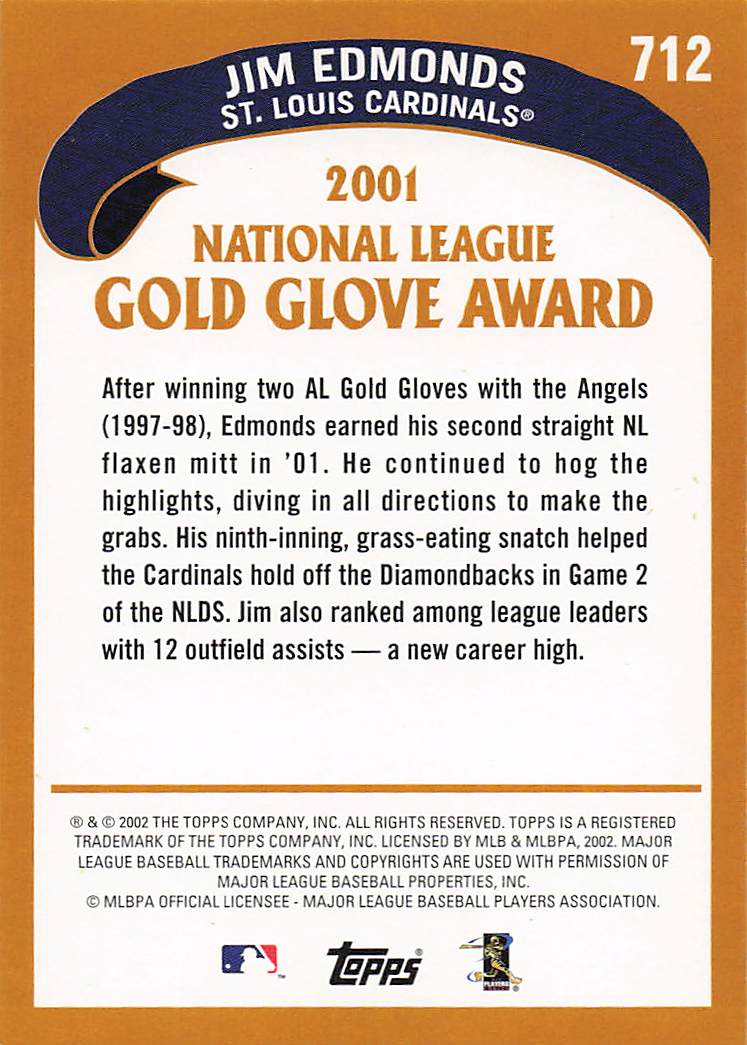 2002 Topps Baseball Jim Edmonds #712