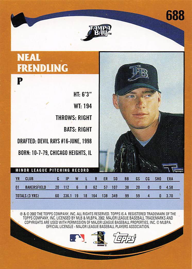 2002 Topps Baseball Neal Frendling #688 Rookie