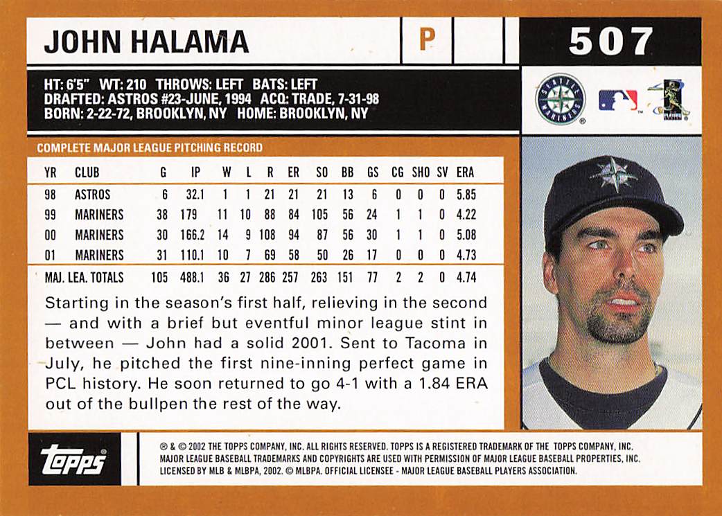 2002 Topps Baseball John Halama #507