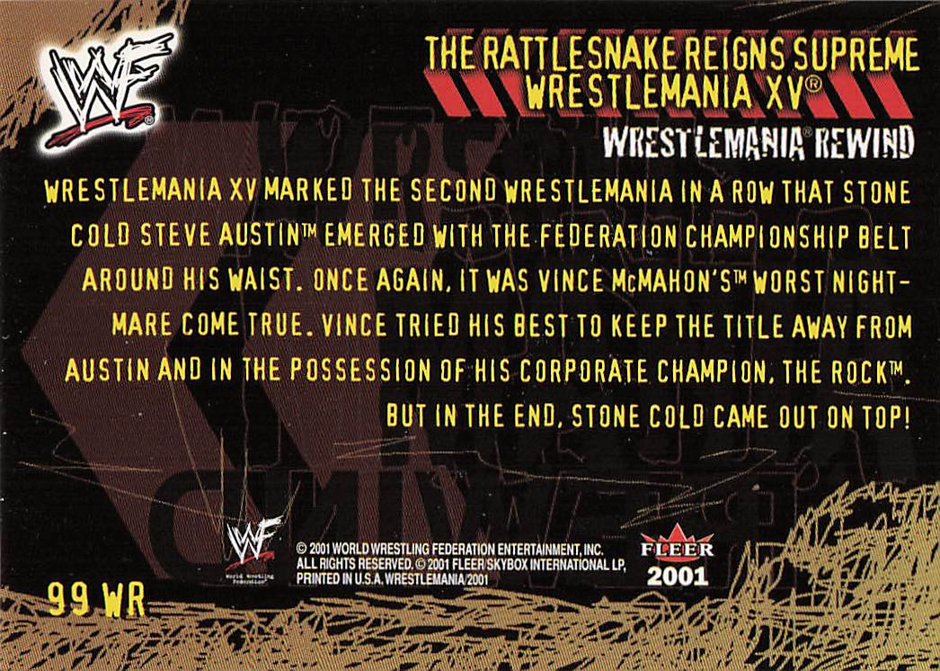2001 Fleer WWF Wrestlemania Wrestling Rattlesnake Reigns Supreme #99