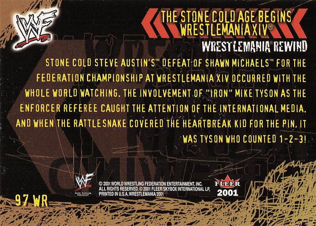 2001 Fleer WWF Wrestlemania Wrestling The Stone Cold Age Begins #97