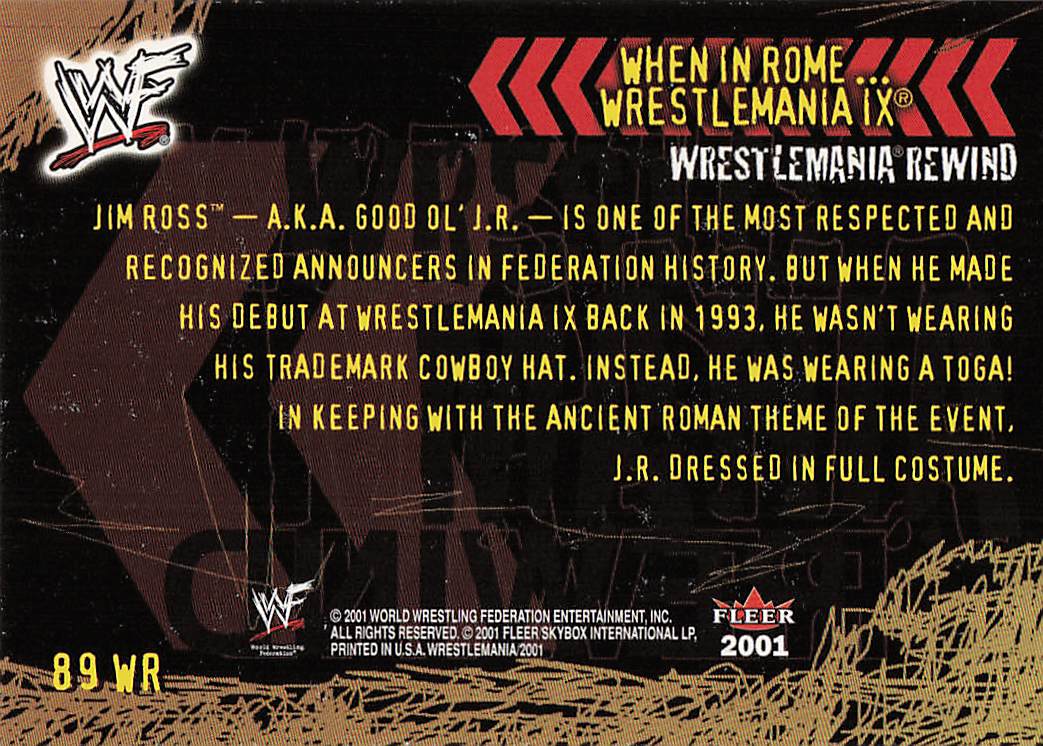 2001 Fleer WWF Wrestlemania Wrestling When in Rome #89
