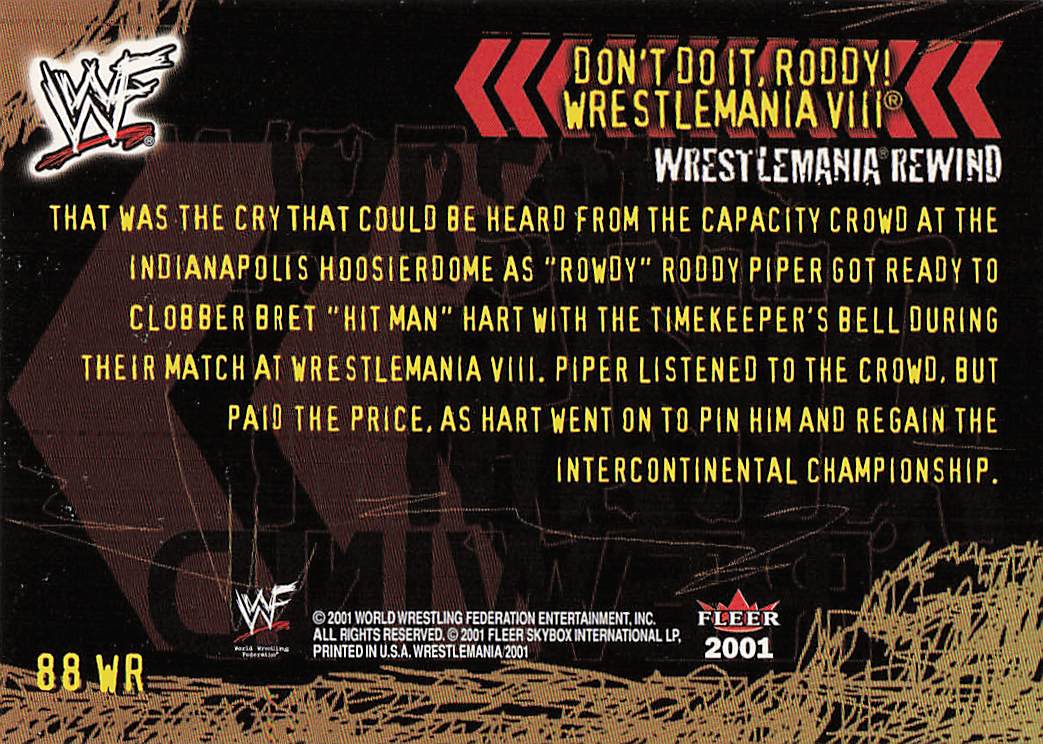 2001 Fleer WWF Wrestlemania Wrestling Don't Do It, Roddy #88