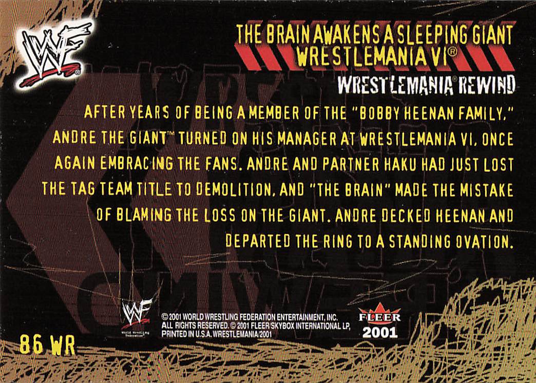 2001 Fleer WWF Wrestlemania Wrestling Brain Awakens Andre #86