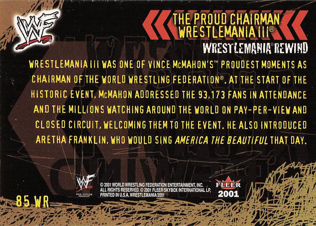 2001 Fleer WWF Wrestlemania Wrestling The Proud Chairman #85